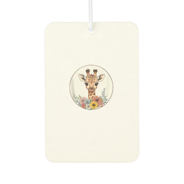 Adorable Giraffe mit Blume Autolufterfrischer (Vorderseite)