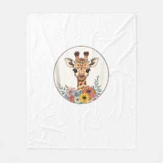 Adorable Giraffe mit Blume Fleecedecke