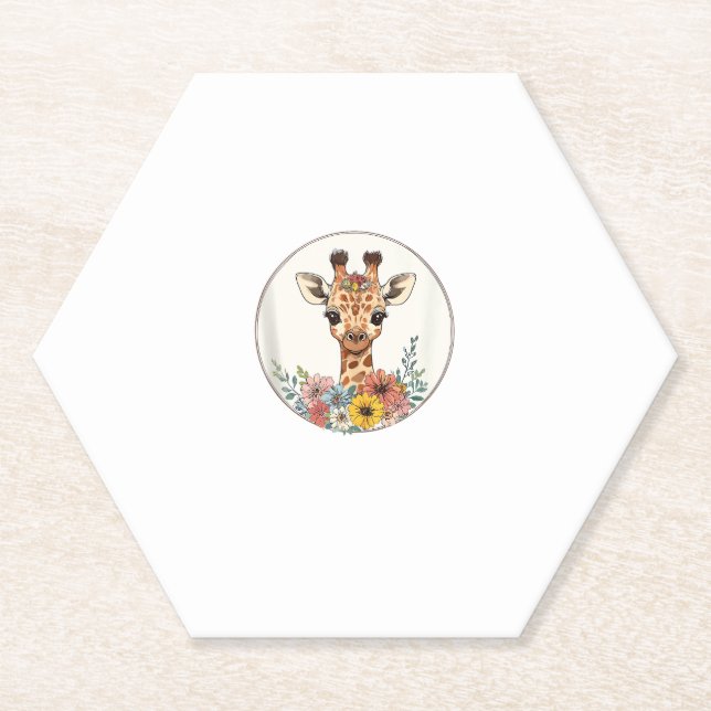 Adorable Giraffe mit Blume Untersetzer (Vorderseite)