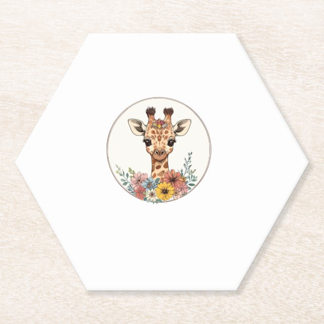 Adorable Giraffe mit Blume Untersetzer (Vorderseite)