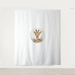 Adorable Giraffe mit Blume Wandteppich