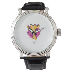 Adorable Giraffe mit Herz-Cartoon-Liebe Armbanduhr