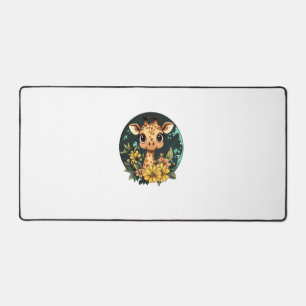 Adorable Giraffe umgeben von Blume _3 Schreibtischunterlage