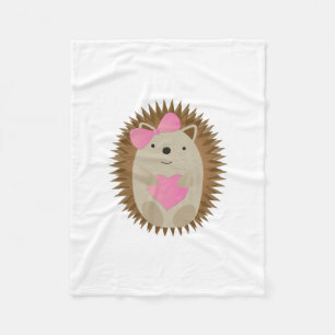 Adorable Girl Cartoon Igel umarmt ein Herz Fleecedecke