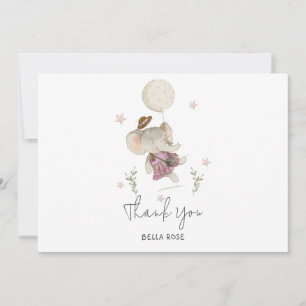 Adorable Girl Elephant Botanical Boho Babydusche Dankeskarte