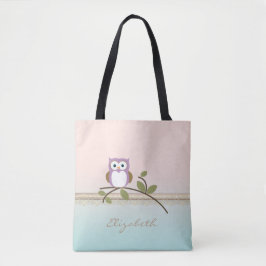 Adorable Girl Niedliche Eule, Personalisiert Tasche