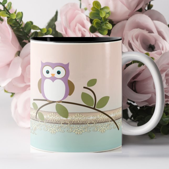 Adorable Girl Niedliche Eule, Personalisiert Zweifarbige Tasse (Von Creator hochgeladen)