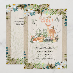 Adorable GIRLS Woodland Deer Baby Dusche Rustikal Einladung
