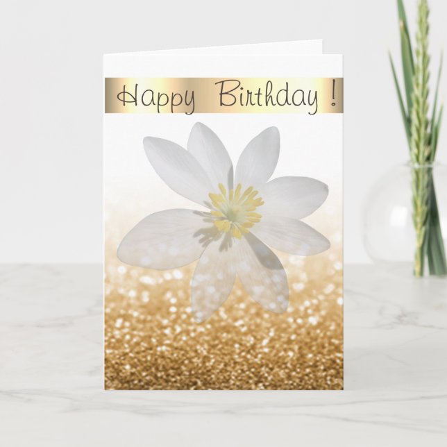 Adorable Girly, Daisy, Glittery, Bokeh, Personalis Karte (Vorderseite)