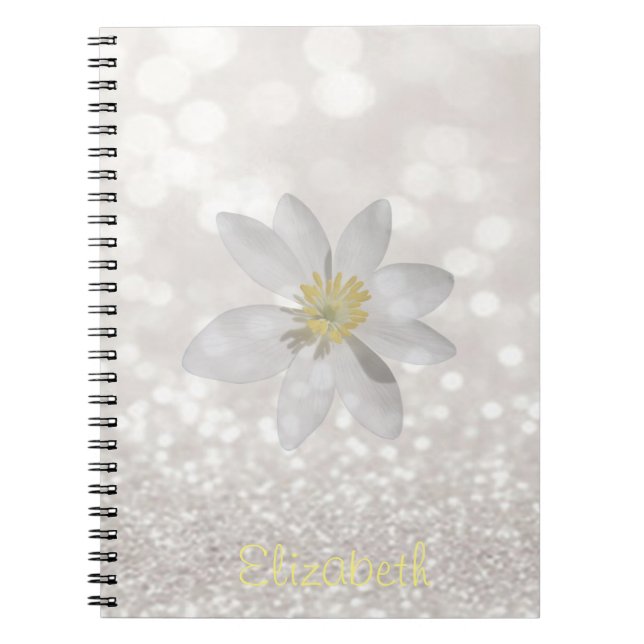 Adorable Girly, Daisy, Glittery, Bokeh, Personalis Notizblock (Vorderseite)