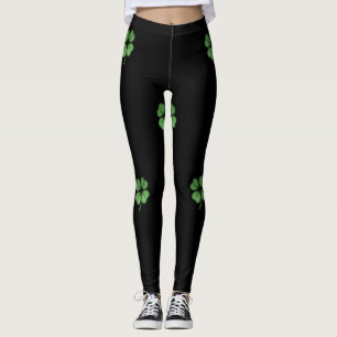 Adorable Girly Irish Kleeblatt, Black Leggings