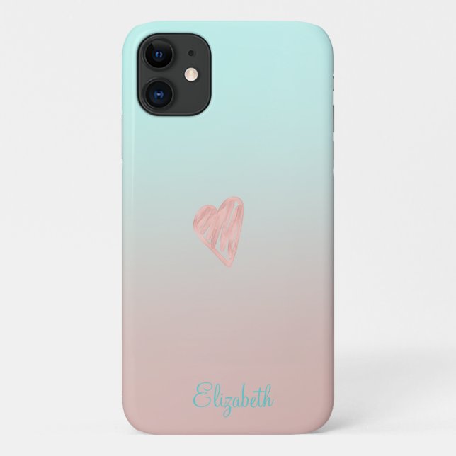 Adorable Girly Ombre Herz Case-Mate iPhone Hülle (Rückseite)