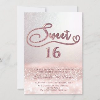 Adorable Glam Rose Gold Glitzer Skript ombre Invi Einladung