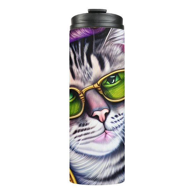 Adorable Gläser mit Hipster Cat Thermosbecher (Vorderseite)