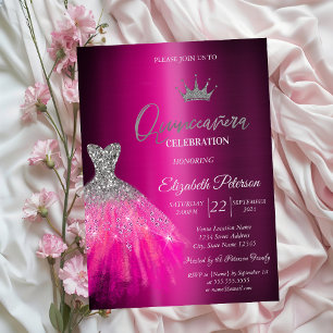 Adorable Glitzer Kleid Lila Metallic Quinceanera Einladung