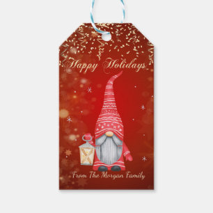 Adorable Gnome Confetti, rot Geschenkanhänger