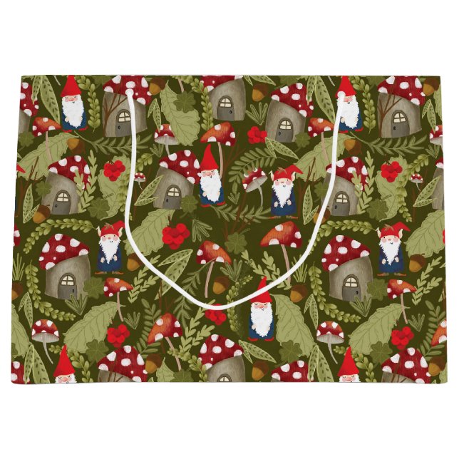 Adorable Gnome und Pilze Große Geschenktüte (Vorderseite)