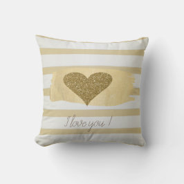 Adorable Gold Glitzer Hörer Streifen-I Liebe Sie Kissen
