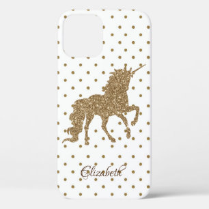 Adorable Gold Glitzer Unicorn, Polka Dots Case-Mate iPhone Hülle