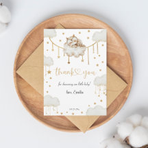 Adorable Gold Starry Sleeping Owl Babydusche