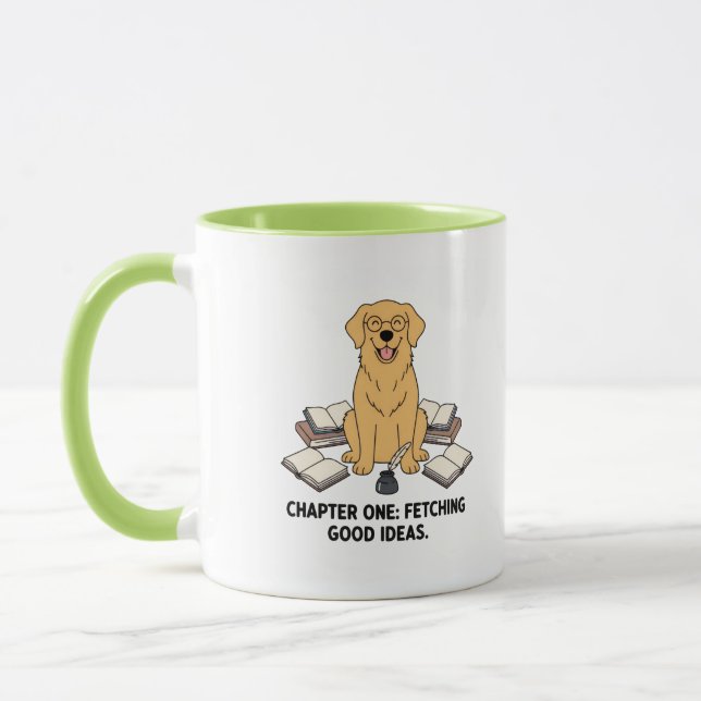 Adorable Golden Retriever Author Cartoon Design Tasse (Links)