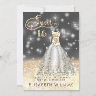 Adorable Goldkleid charmante glittery ombre invit Einladung