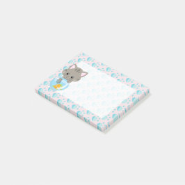 Adorable Grau Tabby Kitten mit Fischschüssel Post-it Klebezettel