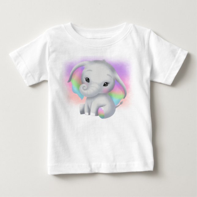 ADORABLE GRAUELEFANG MIT FARBEN OHREN BABY T-SHIRT (Vorderseite)