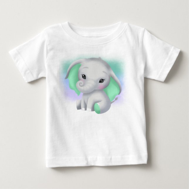 ADORABLE GRAUELEFANG MIT GRÜNEN OHREN BABY T-SHIRT (Vorderseite)