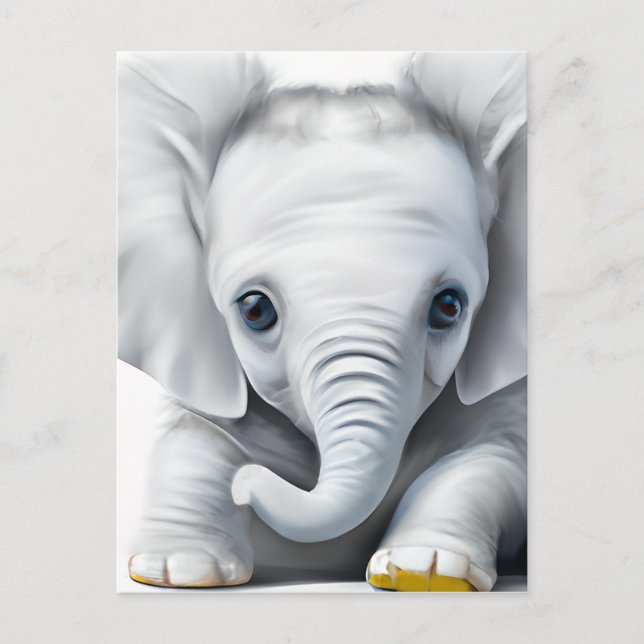 Adorable Gray Baby Elephant Postkarte (Vorderseite)