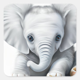 Adorable Gray Baby Elephant Quadratischer Aufkleber