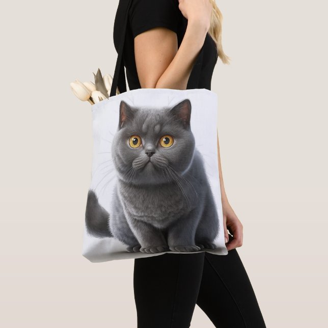 ADORABLE GRAY BRITISH SHORTHAIR CARTOON CAT TASCHE (Von Nahem)