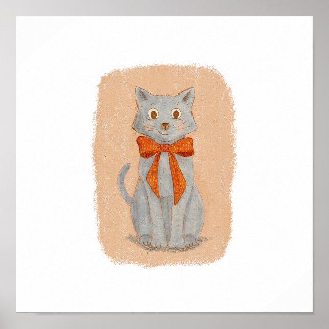 Adorable Gray Kitten mit einem roten Bow Poster (Vorne)