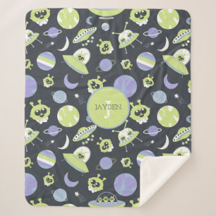 Adorable Green Außerirdischen Space Ships UFO Kind Sherpadecke