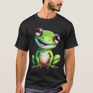 Adorable Green Frosch mit weitem Auge und einem Lä T-Shirt