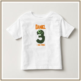 Adorable Green & Orange Ich bin DREI Kleinkind T-shirt