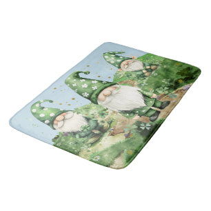 Adorable Green St. Patrick's Day Gnomes Badematte