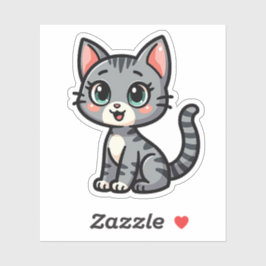 Adorable Grey Tabby Kitten - Pastel Style Aufkleber
