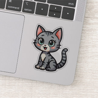Adorable Grey Tabby Kitten - Pastel Style Aufkleber