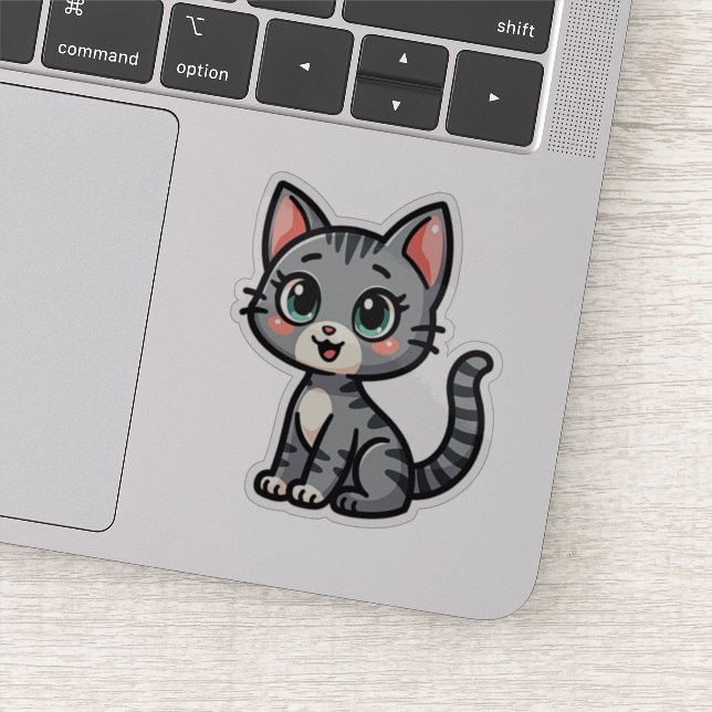Adorable Grey Tabby Kitten - Pastel Style Aufkleber (Detail)