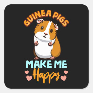 Adorable Guinea Pigs Make Me Happy Quadratischer Aufkleber