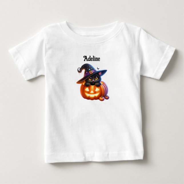 Adorable Halloween Cat Pumpkin Design Baby T-shirt (Vorderseite)