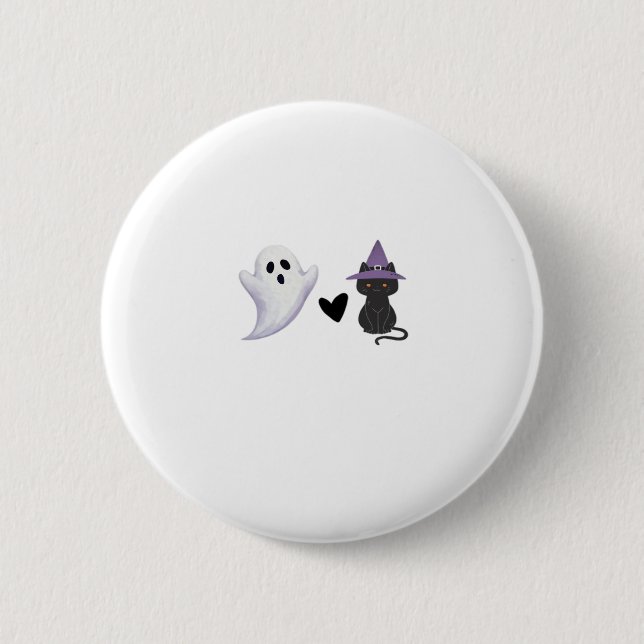 Adorable Halloween Duo Freundlicher Geist und schw Button (Vorderseite)