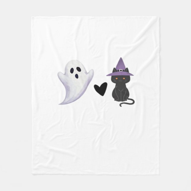 Adorable Halloween Duo Freundlicher Geist und schw Fleecedecke (Vorderseite)