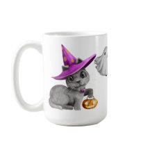 ADORABLE HALLOWEEN GRAUEN CAT GHOST SPUK HAUS