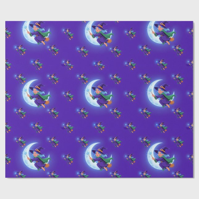 Adorable Halloween Hexe, Whimsikhexe, Geschenkpapier (Flach)