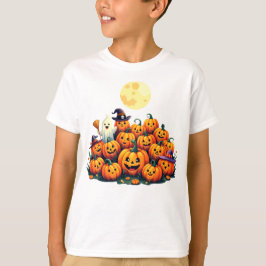 Adorable Halloween Kürbis mit lächelnden Gesichter T-Shirt