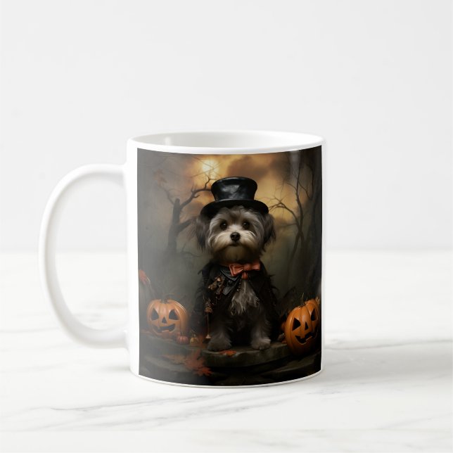 Adorable Halloween Shorkie tasse de café (Gauche)