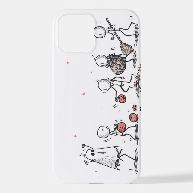 Adorable Halloween Stick Figure Scene iPhone 12 Hülle (Rückseite)