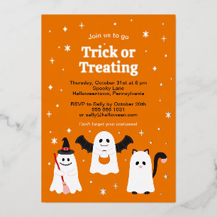 Adorable Halloween Trick oder Treten Geister Custo Folieneinladung